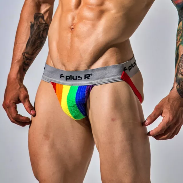 Rainbow Mankini Jockstrap V Shape Suspender Bodysuit Thong Gay