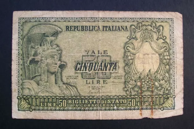 50 lire ITALIA ELMATA 31/12/1951 Repubblica italiana