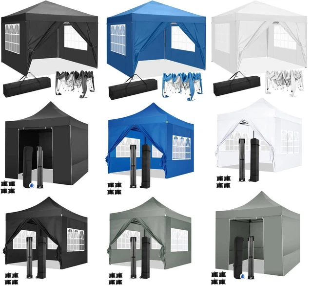 Pavillon 3x3m Wasserdicht Partyzelt Gartenzelt Faltpavillon UV mit 4 Seitenteile