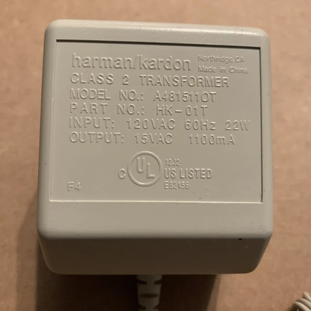 Harman/Kardon A481511Ot Hk195-01T Class 2 Transformer Adapter 15Vac
