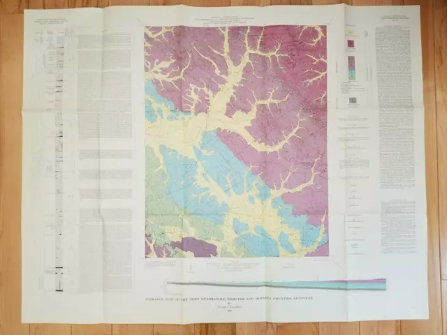 Vintage 1969 Geologic Map of Nebo, Webster & Hopkins Counties, Kentucky