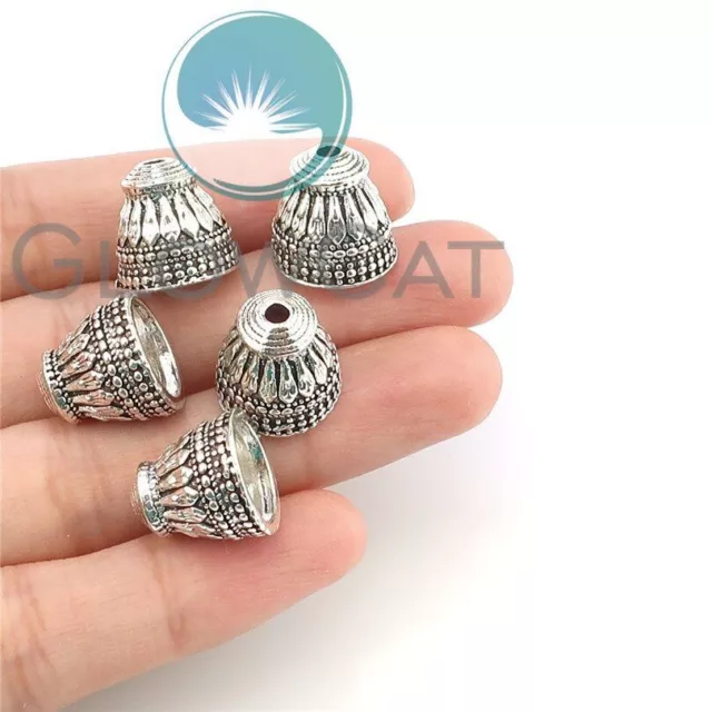 Engraved Cone Beads End Caps Necklaces Cord Tips Charms Pendant DIY Jewelry 5Pcs