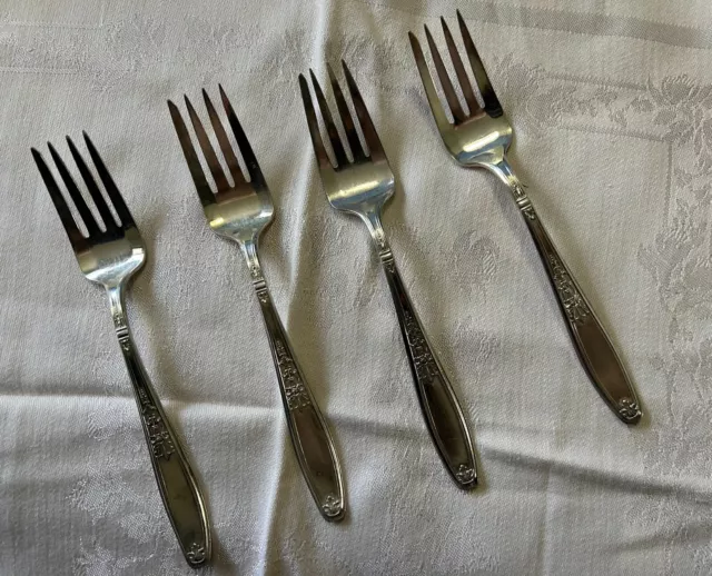 1847 Rogers Bros Salad Forks (4) Silverplate Ambassador