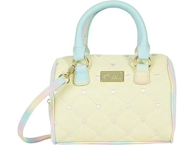 Betsey Johnson LB HARLY (MINI) Barrel Crossbody Bag Heart Pastel & Glitter Heart