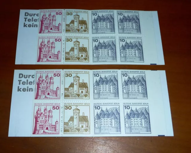 Berlin 2 mal Markenheftchen 1977 Burgen und Schlösser MH 10 aII postfrisch