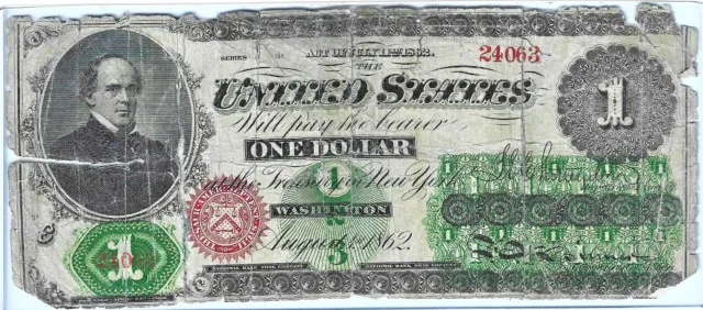 Fr. 17 $1 1862 Legal Tender. RARE!!!