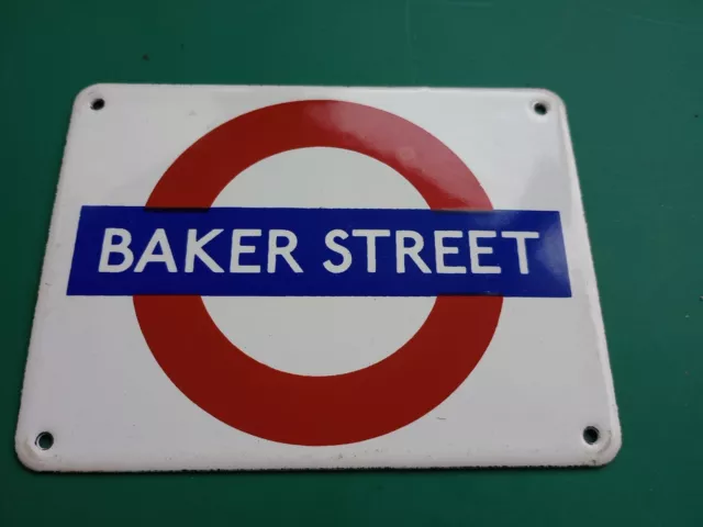 Tube Sign SMALL Baker St Enamel London Railway Underground Sherlock Holmes Core