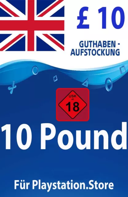 PSN Card UK 10 Pfund - £10 PlayStation PS5/PS4 Guthaben Digital Code - Nur UK