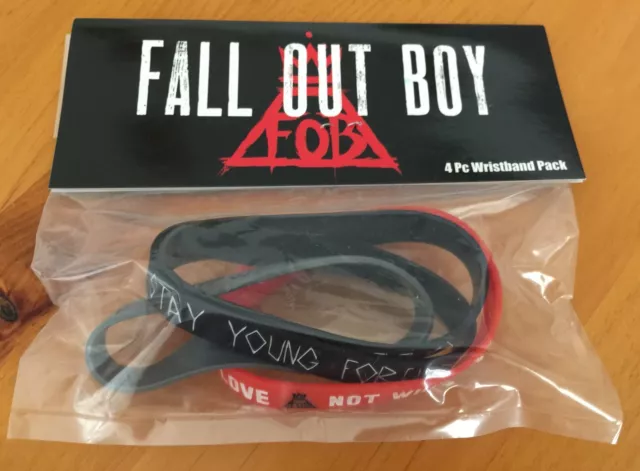 NEW 4 Pack AUTHENTIC  FALL OUT BOY Rubber Wristbands Bracelets  BLOW OUT SALE!!!