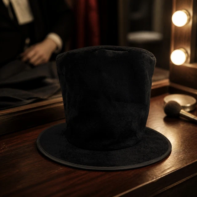 TOP HAT WITH Broad Brim Structured Tall Top Hat Versatile for Dress-up ...