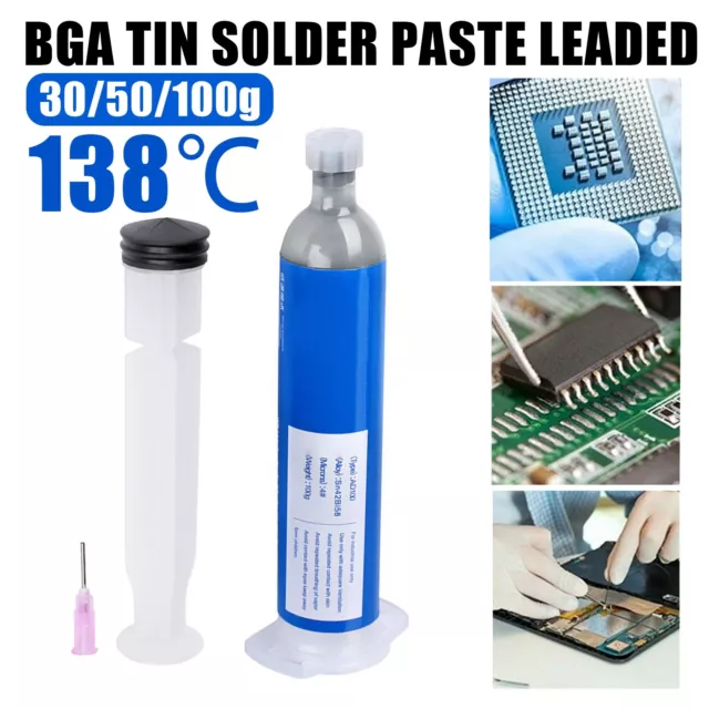 138°C Low Melt BGA Tin Solder Paste Leaded Sn42/Bi58 Syringe for Micro Soldering