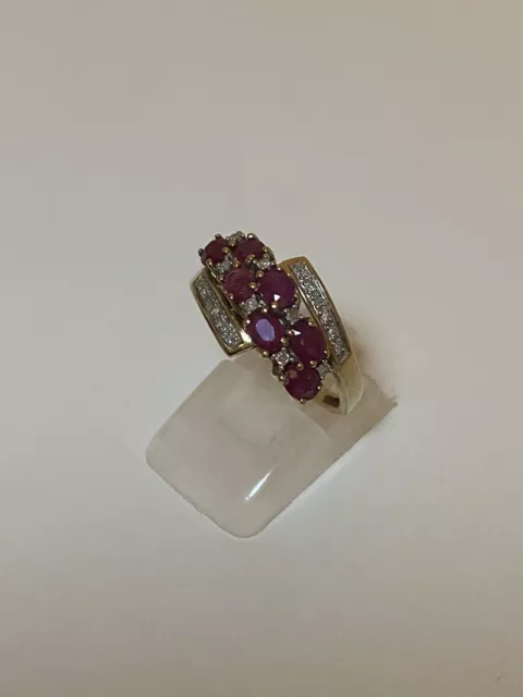 Atemberaubender 9 Karat Gelbgold SAPHIR & DIAMANT CLUSTER Ring 2