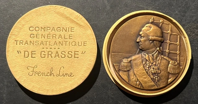 CIE GLE TRANSATLANTIQUE, PAQUEBOT ILE DE FRANCE - MEDAILLE BRONZE Marcel Renard 1949