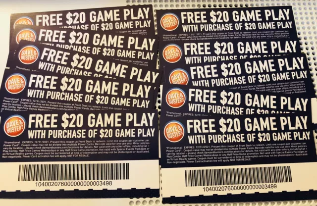 New York Coupons: Free $20 Game Play at Dave & Buster's
