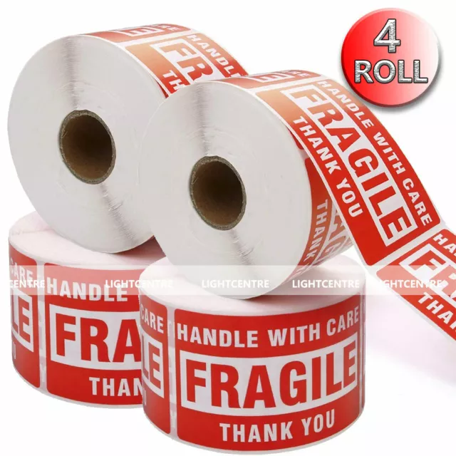 4 Rolls 2" x 3" Fragile Handle With Care Thank You Stickers Labels 500 Per Roll