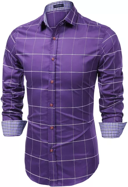 COOFANDY Men's Fashion Long Sleeve Plaid Button Down Shirts Casual Dress Shirt