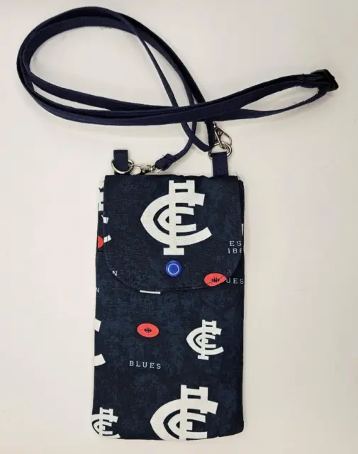 No.81 AFL CARLTON BLUE AS SHOWN PHONE BAG & ADJUSTABLE STRAP - RFID