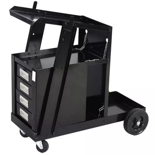 Welding Cart Plasma Cutting Machine with 4 Drawer Cabinet Solid structure Black