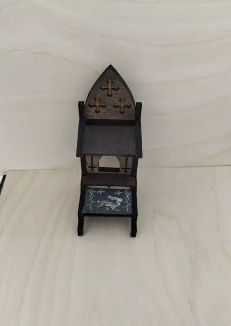 1/12 scale Gothic Tudor Prie Dieu Prayer Chair with handstitched Cushion