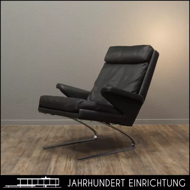 COR Swing | Leder Sessel Schwarz | Mid Century Freischwinger Vintage Chair