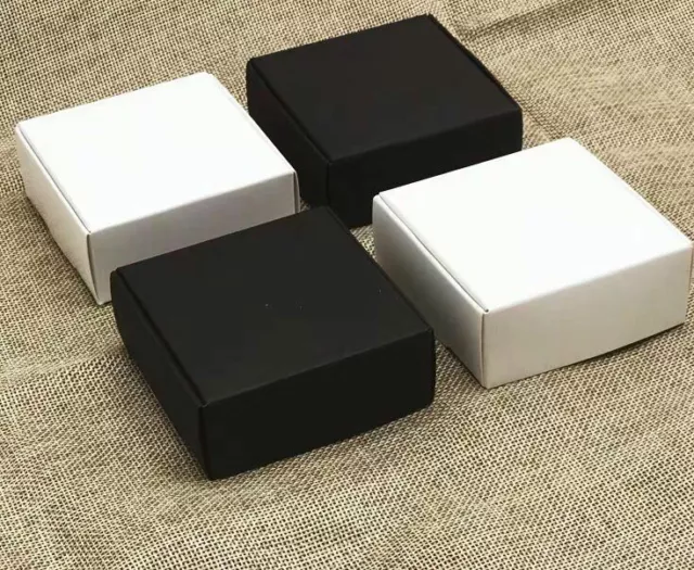 1000x Black White Kraft Paper Boxes Handmade Product Packaging Box 5.5x5.5x2.5cm 3