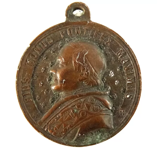 POPE PIUS PIE IX Antique 1875 Medal Universal Jubilee Papal Pendant ...