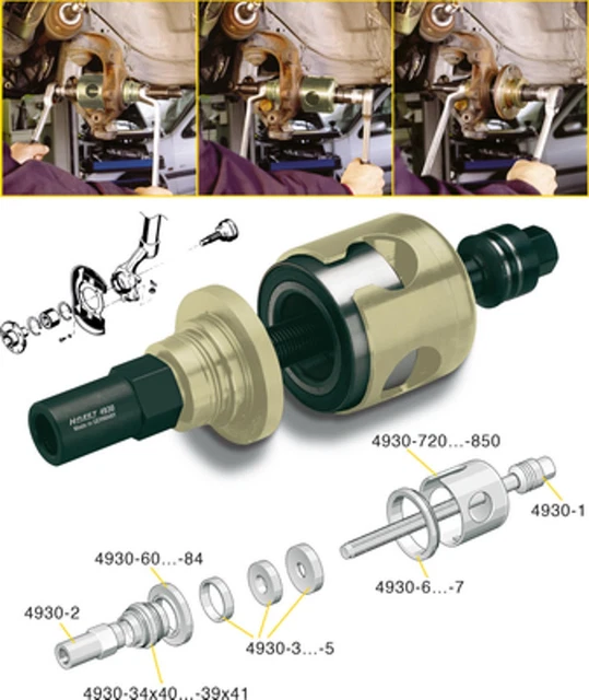 Set di strumenti di montaggio Hazet mozzo ruota/cuscinetto ruota adattatore strumento di montaggio 4930-2 anteriore