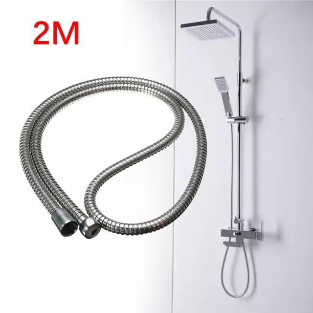 2m Flexible Stainless Steel Shower Hose Double Buckle Thread Design No Wrinkles