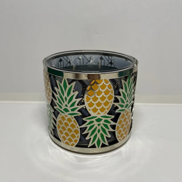 BATH & BODY Works Silver Metal Yellow Green Pineapple 3Wick Candle
