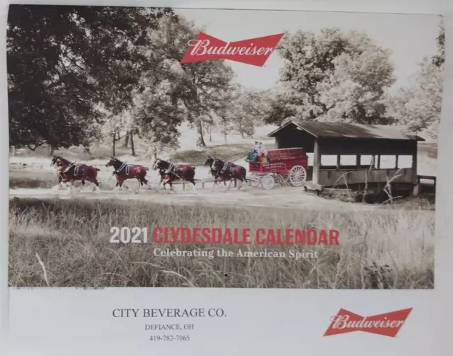 2021 BUDWEISER BREWERY Beer Clydesdale Large Calendar Defiance Ohio
