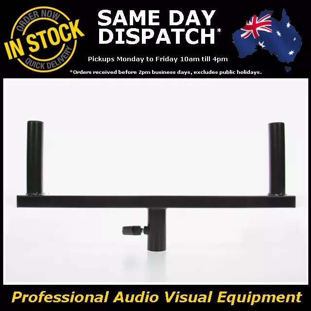 Steel Dual Speaker Stand Twin Double Black Bracket for Top Hat Wall Mount 35mm