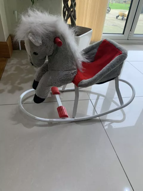 Vintage Rocker Chair Style Plush Rocking Horse 1950’s 1960’s ?? Metal Frame Base