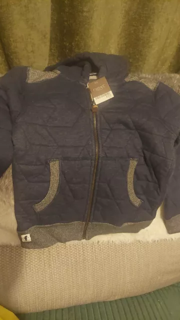 Boys Age 7 NEXT Zip Jacket Navy Grey Brand New Bnwt New rrp £23 Gift