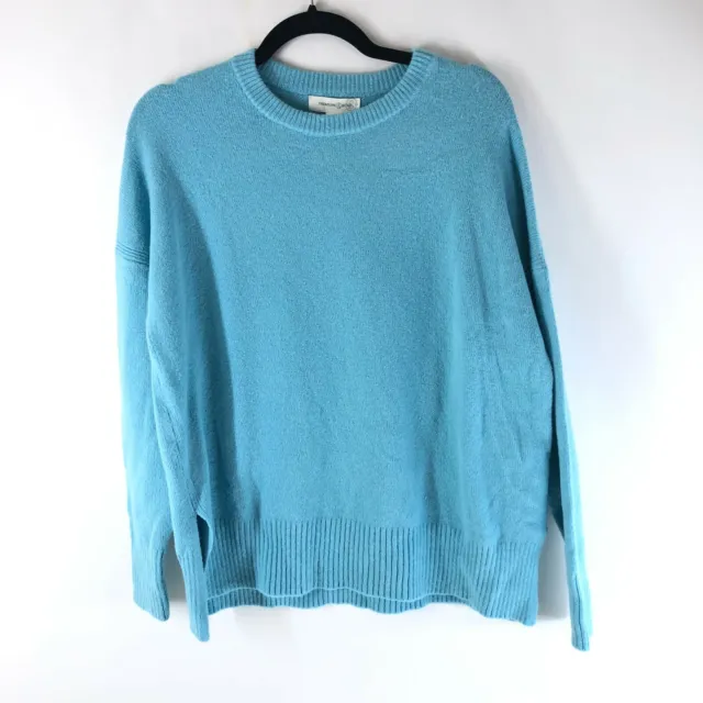 Treasure & Bond Womens Sweater Crew Neck Side Slit Wool Blend Blue Size S