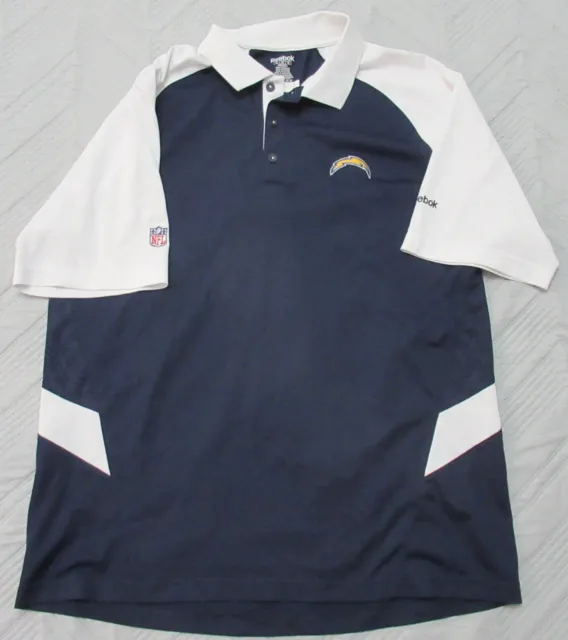 Men's Reebok PlayDry NFL San Diego Los Angeles Chargers Polo Shirt Size XL Blue