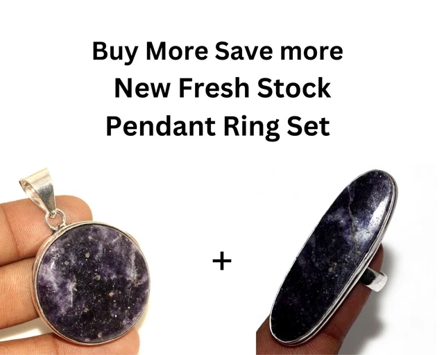 Lepidolite, New Fresh Stock Pendant Ring Combo Set 2|7" GW