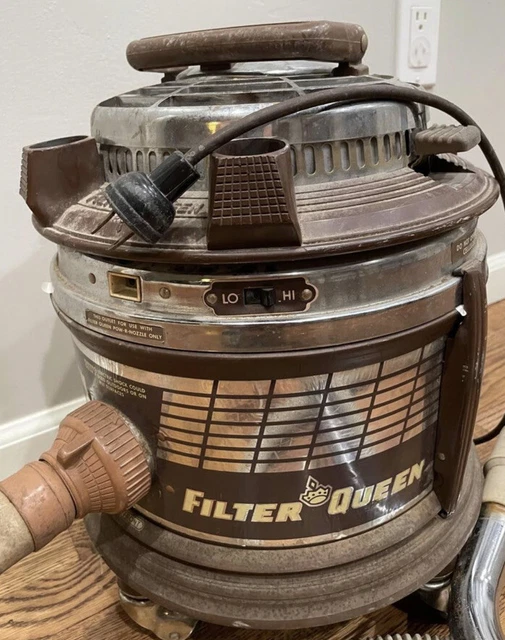 VINTAGE BROWN FILTER queen canister vacuum + extra genuine filters 100