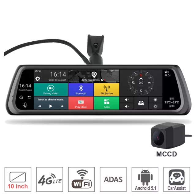 104G Touch IPS Car DVR Camera Android backup Mirror GPS Bluetooth