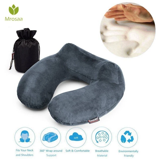 2pcs BAMBOO MEMORY FOAM TRAVEL PILLOW U Shaped Neck Pillow Flight Support