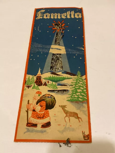 VTG 1950s CHRISTMAS TREE TINSEL SANTA CLAUS LAMETTA PACKAGE WESTERN GERMANY