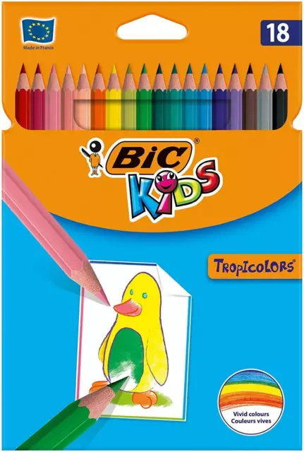 [Ref:832567-12] BIC Lot de 12 Crayons de couleur KIDS Tropicolors, étui carton