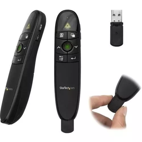 Wireless Presentation Remote with Green Laser Pointer - 90 ft. (27 m) - USB Pres