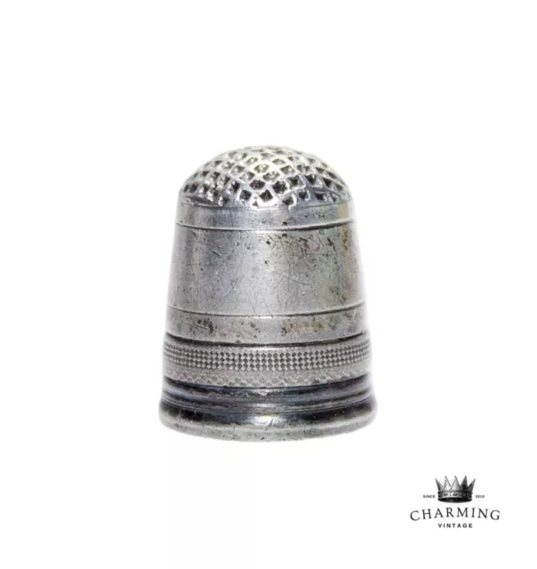 Antique Sterling Silver Size 8 Hallmarked Sewing Tool Thimble