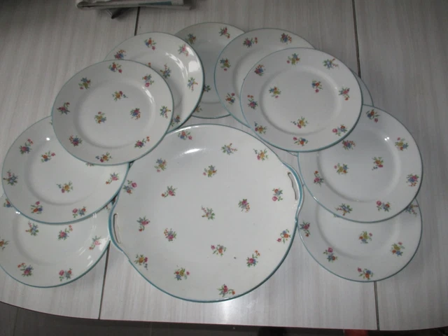 Service desserts porcelaine Limoges DRB Descottes Reboisson Barranger TBE