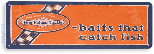 Bait Catches Fishing Boat Bait Retro Box Rustic Fish Decor Tin Sign B653