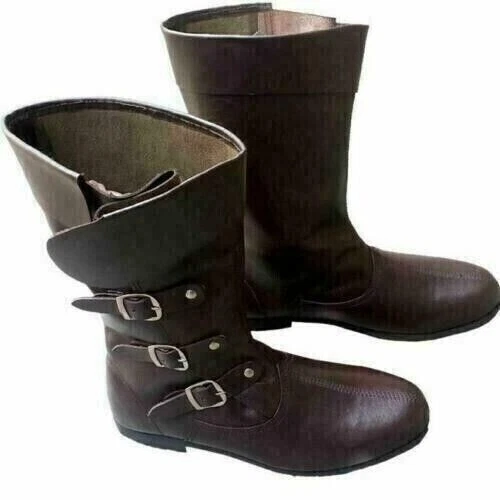 stivali medievali, scarpe antiche, scarpe in pelle rinascimentale guerriero, V