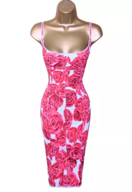 Karen Millen UK 10 (US 6)  RARE VINTAGE RED ROSE BODYCON PENCIL DRESS