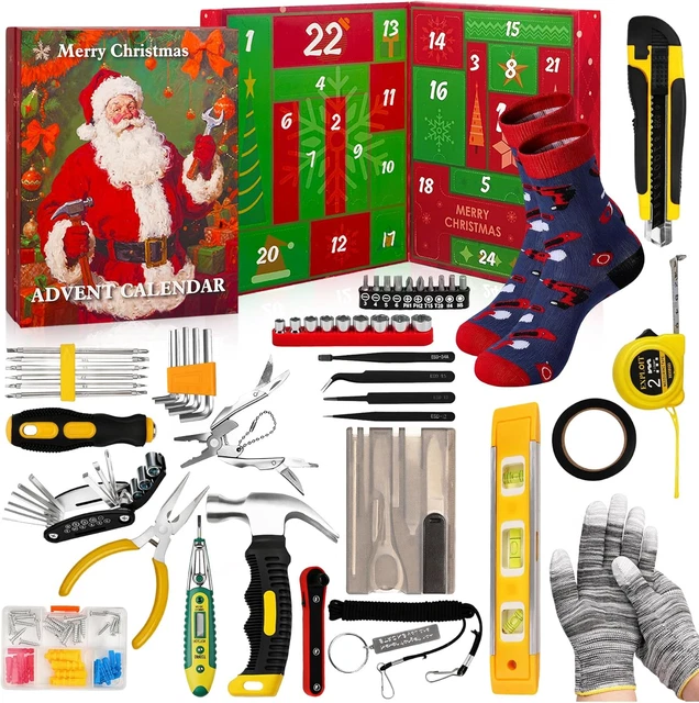 Moerstar Calendario Avvento Pesca 2025, Calendario dell'Avvento Uomo con 24 Esche Accessori Pesca per Regali Natale Papà Nonni Fratelli (Stil2