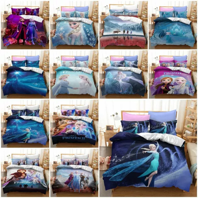 3D Printed Frozen Elsa Anna Quilt/Doona/Duvet Cover Pillow Case Bedding Set