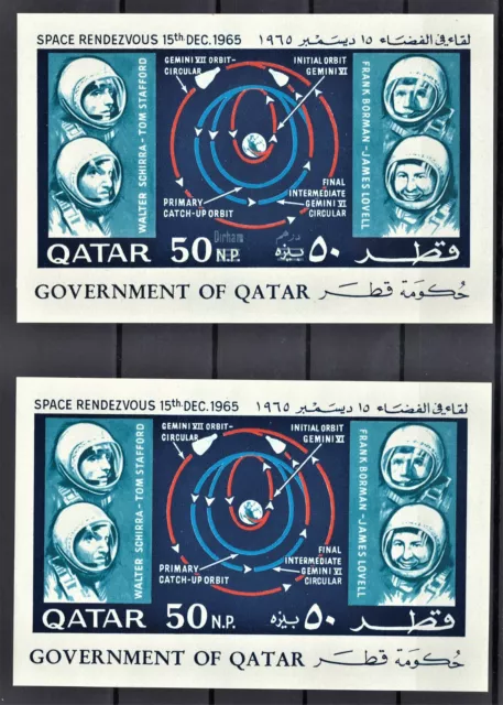 American Astronauts Space Qatar 1966 Souvenir Sheets with Surcharge Overprint